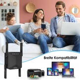 Wifi-versterker 1200 Mbit/s Dual Band WiFi Repeater 5GHz + 2,4GHz WiFi Repeater met WPS WLAN internetversterker compatibel met alle apparaten WiFi Range