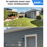 Reolink 5MP Draadloze Outdoor Beveiligingscamera met Spotlights, nachtzicht kleur, detectie van personen en voertuigen, 2.4/5 GHz WiFi, 5X optical zoom,2-Wegs Audio, RLC-511WA