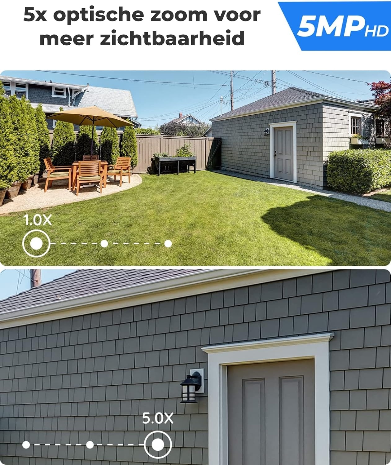 Reolink 5MP Draadloze Outdoor Beveiligingscamera met Spotlights, nachtzicht kleur, detectie van personen en voertuigen, 2.4/5 GHz WiFi, 5X optical zoom,2-Wegs Audio, RLC-511WA