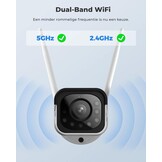 Reolink 5MP Draadloze Outdoor Beveiligingscamera met Spotlights, nachtzicht kleur, detectie van personen en voertuigen, 2.4/5 GHz WiFi, 5X optical zoom,2-Wegs Audio, RLC-511WA