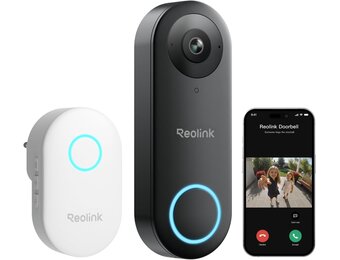 Reolink 2K+ Video Deurbel Wi-Fi met Camera, Groothoek, Tweeweg Audio, Slimme Menselijke Detectie en Waarschuwingen, 2.4/5GHz WiFi, SD-kaartsleuf, met Chime, Video Doorbell WiFi (Plug-in Versie)