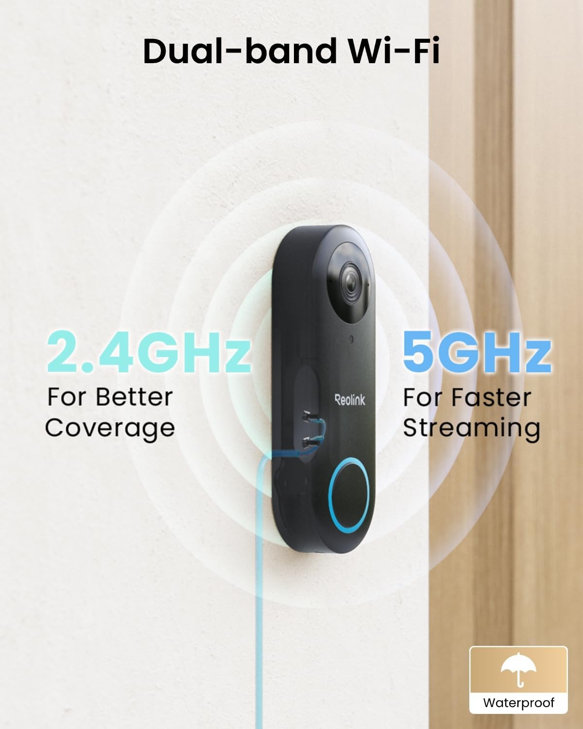 Reolink 2K+ Video Deurbel Wi-Fi met Camera, Groothoek, Tweeweg Audio, Slimme Menselijke Detectie en Waarschuwingen, 2.4/5GHz WiFi, SD-kaartsleuf, met Chime, Video Doorbell WiFi (Plug-in Versie)