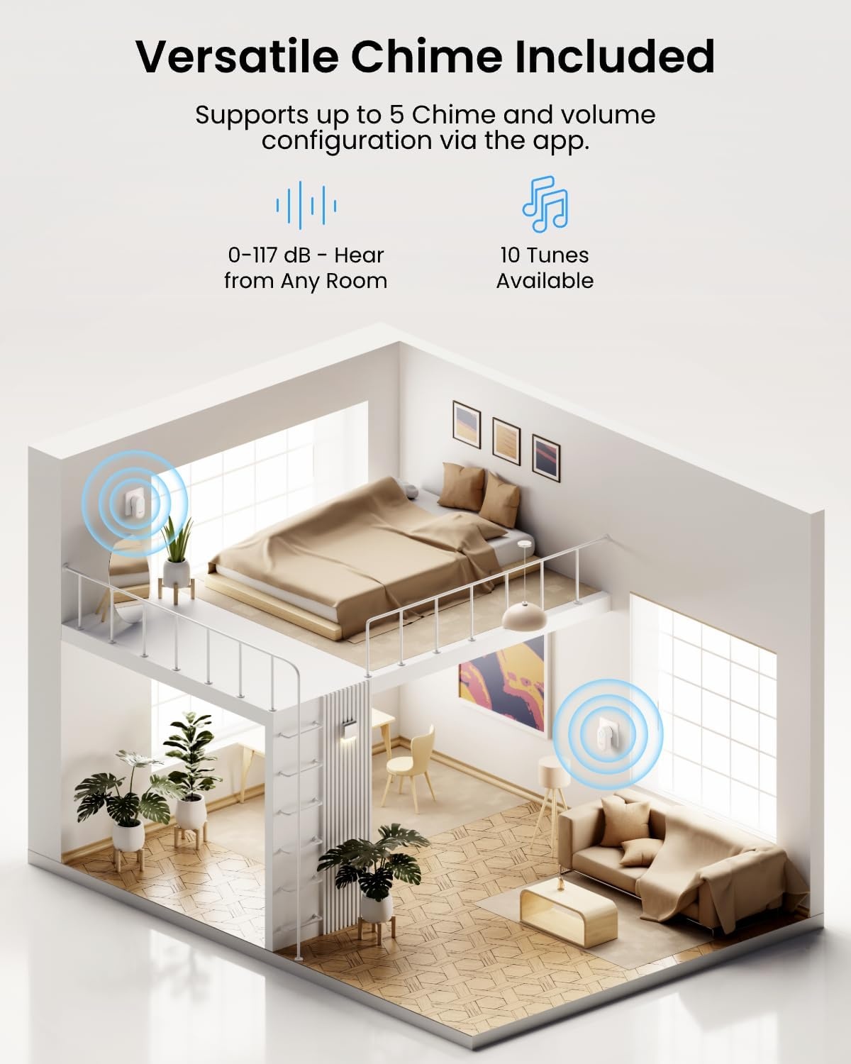 Reolink 2K+ Video Deurbel Wi-Fi met Camera, Groothoek, Tweeweg Audio, Slimme Menselijke Detectie en Waarschuwingen, 2.4/5GHz WiFi, SD-kaartsleuf, met Chime, Video Doorbell WiFi (Plug-in Versie)