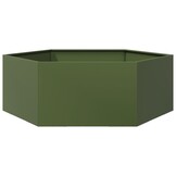 vidaXL Plantenbak zeshoek 138x120x45 cm staal olijfgroen