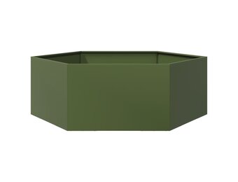 vidaXL Plantenbak zeshoek 138x120x45 cm staal olijfgroen