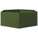vidaXL Plantenbak zeshoek 138x120x45 cm staal olijfgroen