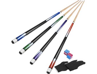 Biljartstaart, biljartstaart, 4 stuks zwembadstokken, van hard hout, 58 inch, voor biljarttafelsporten