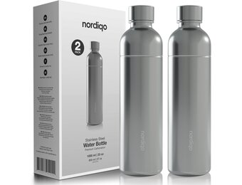 Premium RVS Fles 1L / 1000 ml | Compatibel met Aarke Carbonator 3, Sodastream (Niet voor Crystal + Jet modellen) en vele andere | Vaatwasserbestendig | Geen Houdbaarheidsdatum | 2-Pack