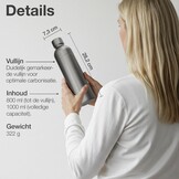 Premium RVS Fles 1L / 1000 ml | Compatibel met Aarke Carbonator 3, Sodastream (Niet voor Crystal + Jet modellen) en vele andere | Vaatwasserbestendig | Geen Houdbaarheidsdatum | 2-Pack