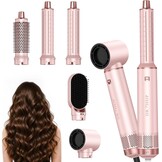 Dryhsip Haardrogerborstel, 5-in-1 heteluchtborstel, föhn en styler met afneembare opzetstukken (krultang, volumeborstel, stijltang, krulspeld), lichtgewicht reisföhns voor vrouwen, compact formaat