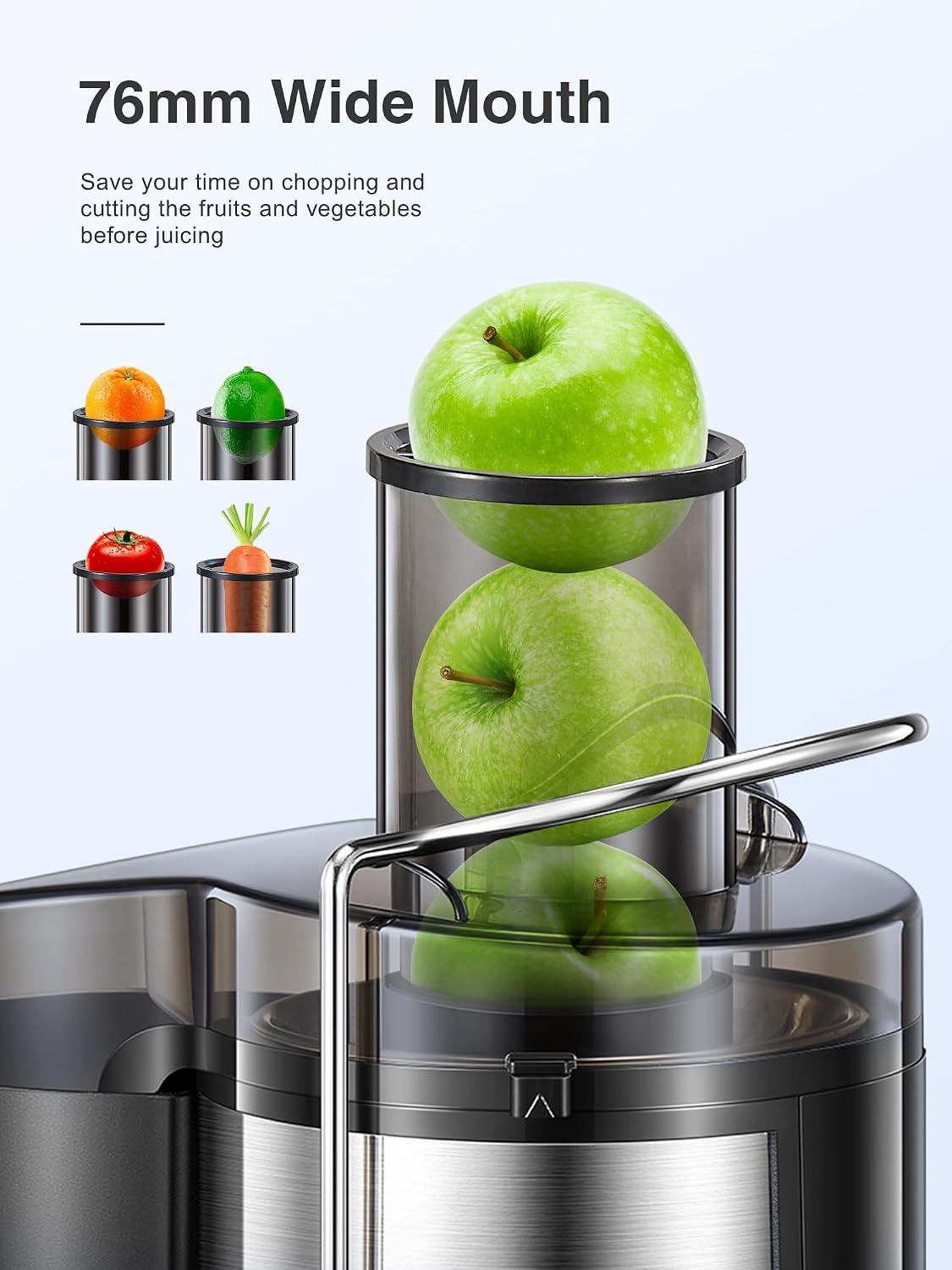 Juicer, Reemix Centrifugale Sapcentrifuge Machines voor hele groenten en fruit 800 W, 3 inch brede mond sapcentrifuge met 2 snelheden, borstel inbegrepen, gemakkelijk schoon te maken (800W)