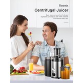 Juicer, Reemix Centrifugale Sapcentrifuge Machines voor hele groenten en fruit 800 W, 3 inch brede mond sapcentrifuge met 2 snelheden, borstel inbegrepen, gemakkelijk schoon te maken (800W)