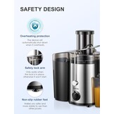 Juicer, Reemix Centrifugale Sapcentrifuge Machines voor hele groenten en fruit 800 W, 3 inch brede mond sapcentrifuge met 2 snelheden, borstel inbegrepen, gemakkelijk schoon te maken (800W)