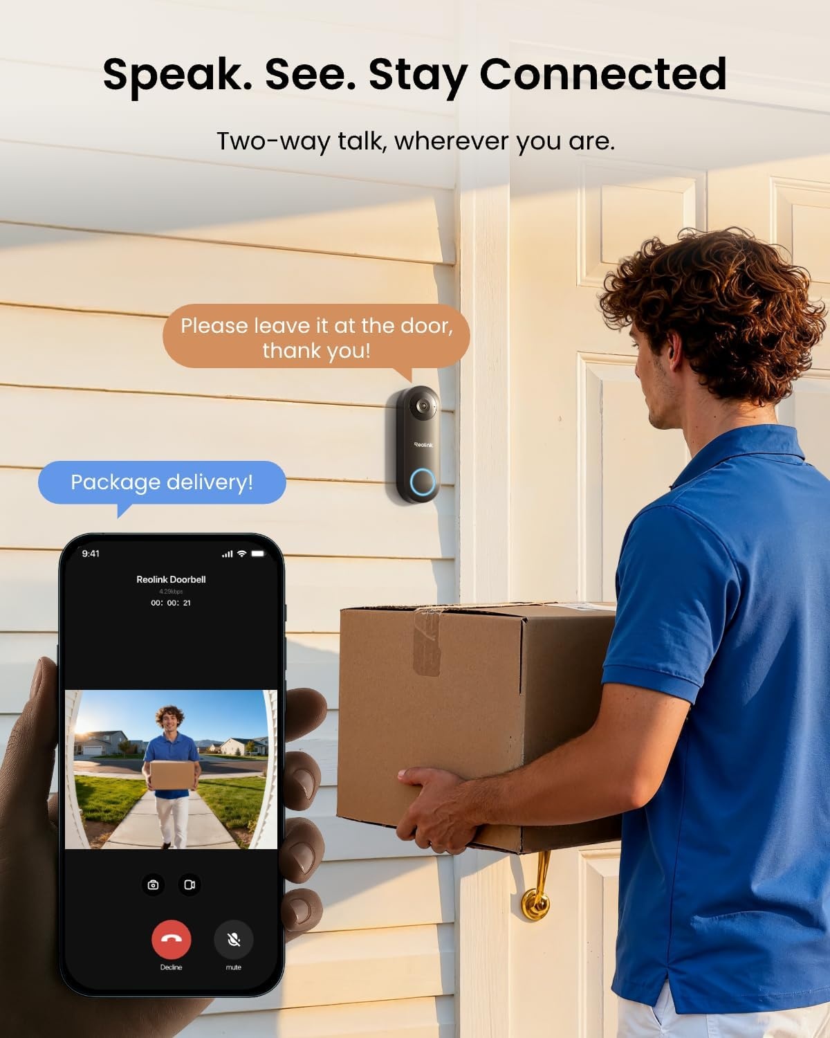 Reolink PoE Video Deurbel met Chime - 5MP HD - 180° Groothoek - Zwart