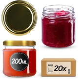 KADAX Inmaakpotten 200 ml - Set van 20 stuks - Luchtdichte Jampotten met Gouden Deksel