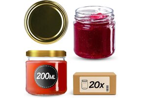20x Inmaakpotten 200 ml met Gouden Deksel | Hittebestendig Glas | 51% Korting