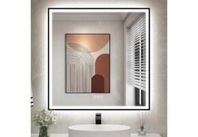 LED Badkamerspiegel 80x80cm Zwart - 35% Korting