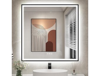 LED Badkamerspiegel 80x80cm Zwart - 35% Korting