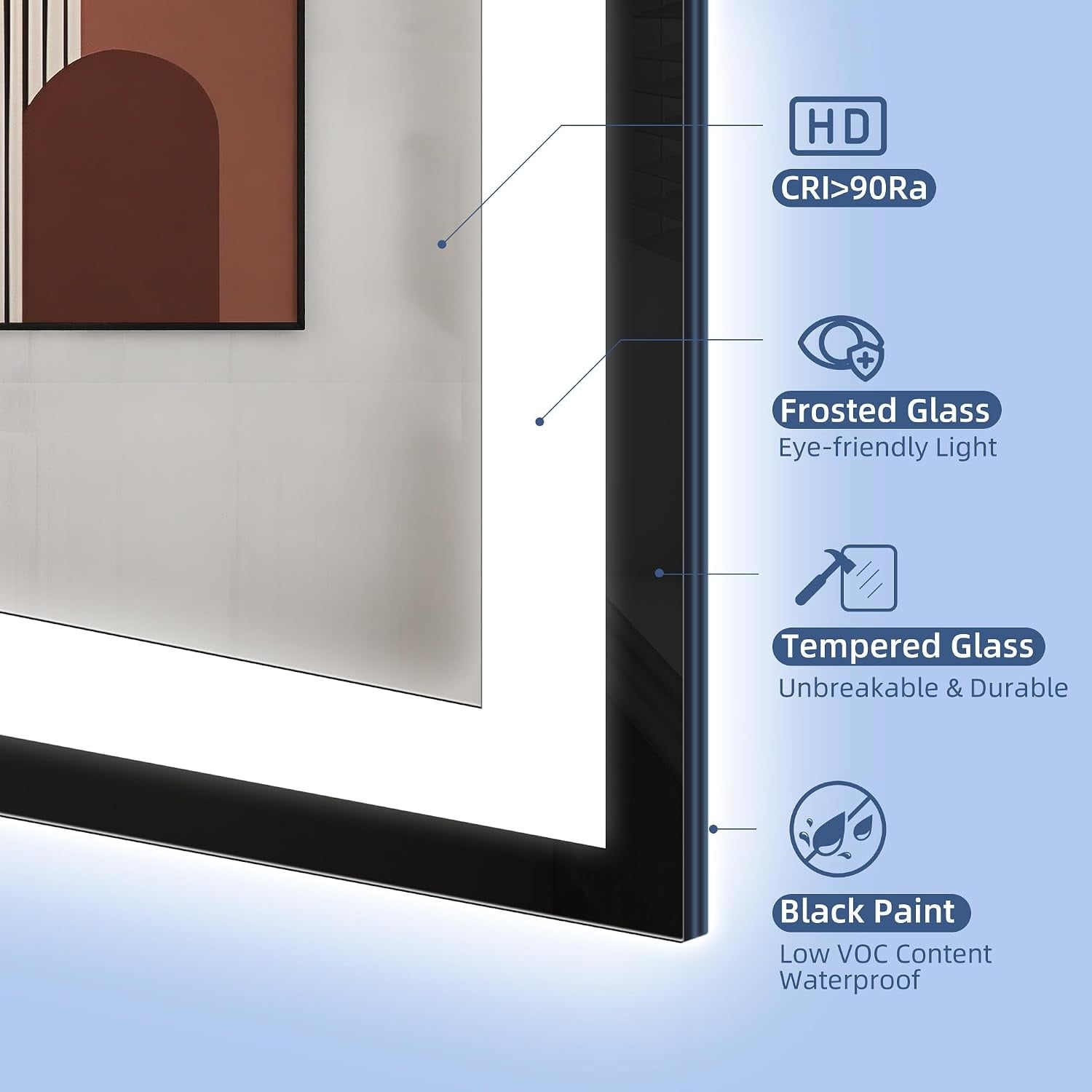 LED Badkamerspiegel 80x80cm Zwart - 35% Korting