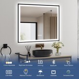 LED Badkamerspiegel 80x80cm Zwart - 35% Korting
