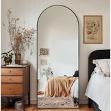 Boogspiegel Zwart 147x46 cm | Staand of Wand | Aluminium frame | -34%