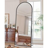 Boogspiegel Zwart 147x46 cm | Staand of Wand | Aluminium frame | -34%