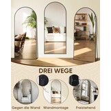 Boogspiegel Zwart 147x46 cm | Staand of Wand | Aluminium frame | -34%