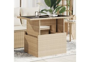 Verstelbare Beige Poly Rattan Tuintafel (100x55x73 cm) - 34% Korting