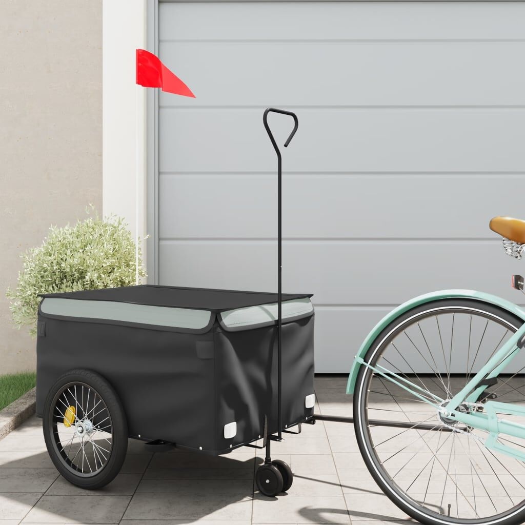 VidaXL Fietstrailer 30 kg - IJzer Zwart/Grijs (34% Korting!)