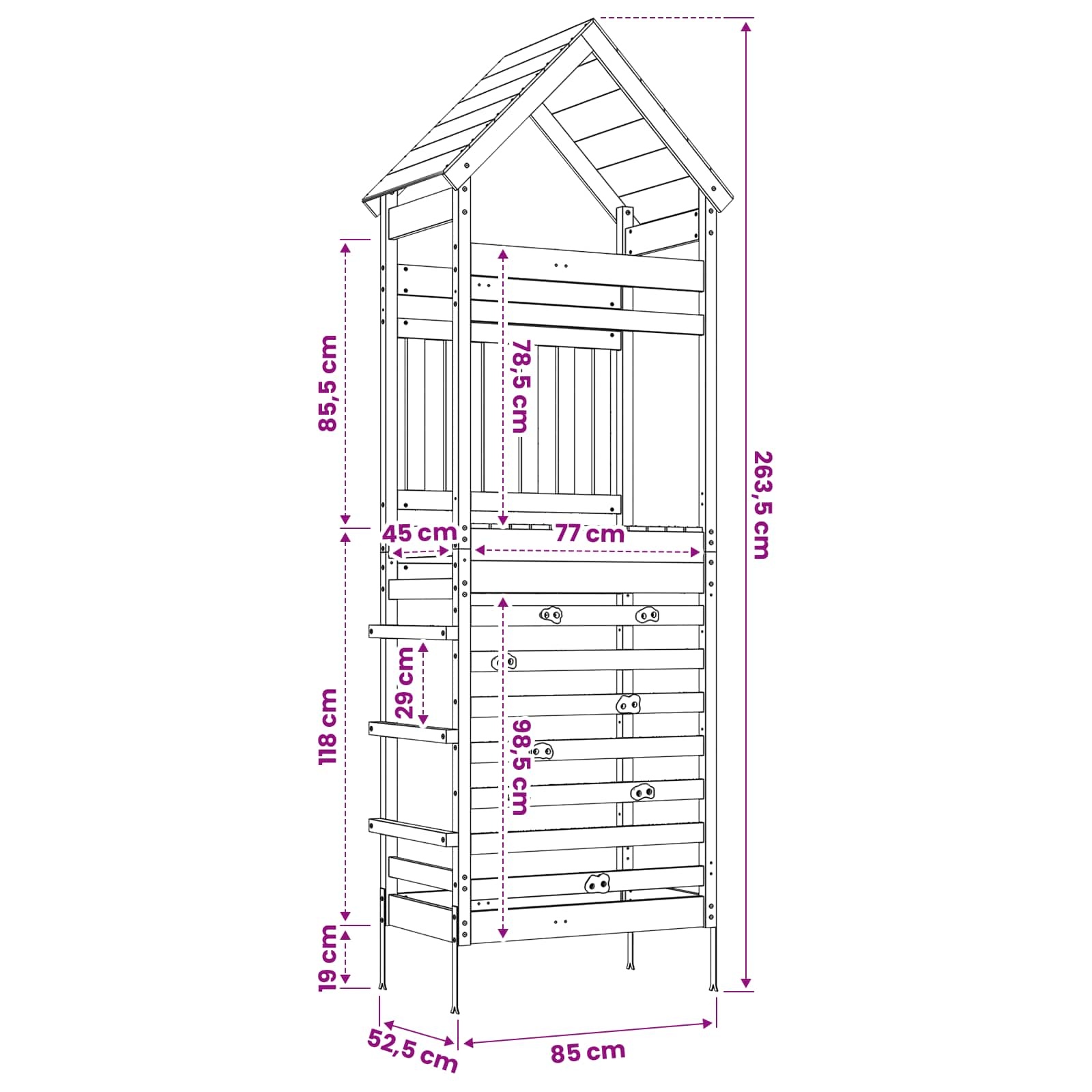 Speeltoren Massief Grenenhout Naturel 53x85x264cm - 35% Korting!