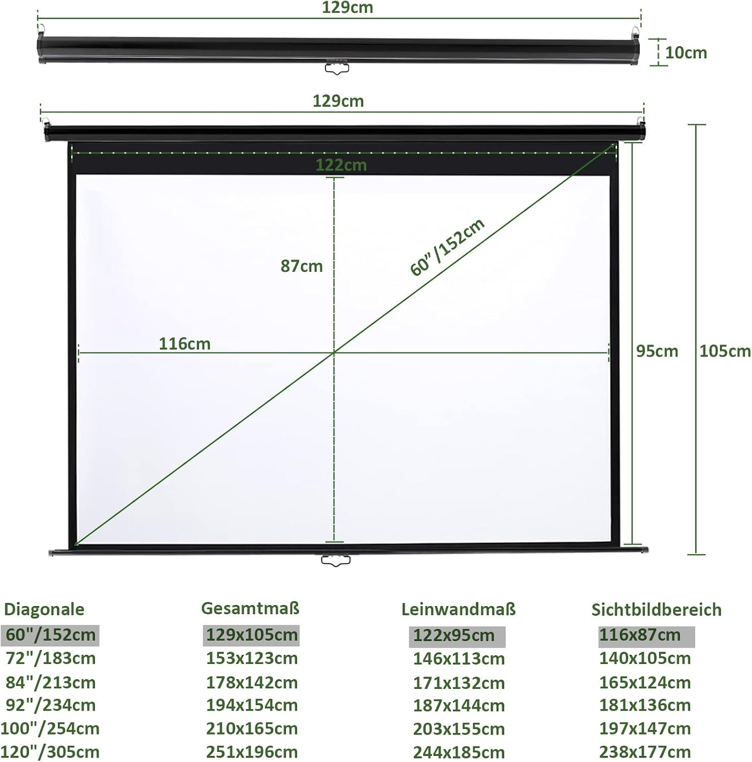 Projectiescherm 60" 4:3 HD/4K Mat Wit - Handmatig Oprolbaar met 34% Korting!