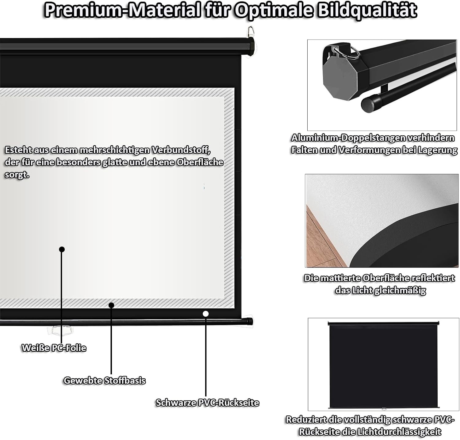 Projectiescherm 60" 4:3 HD/4K Mat Wit - Handmatig Oprolbaar met 34% Korting!