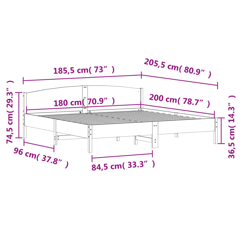 Houten Bedframe Massief Grenen 180x200 cm - 34% Korting