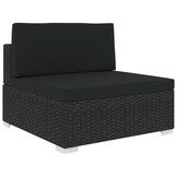 VidaXL Middenbank Poly Rattan Zwart met Kussens - 46% Korting