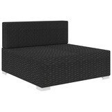 VidaXL Middenbank Poly Rattan Zwart met Kussens - 46% Korting