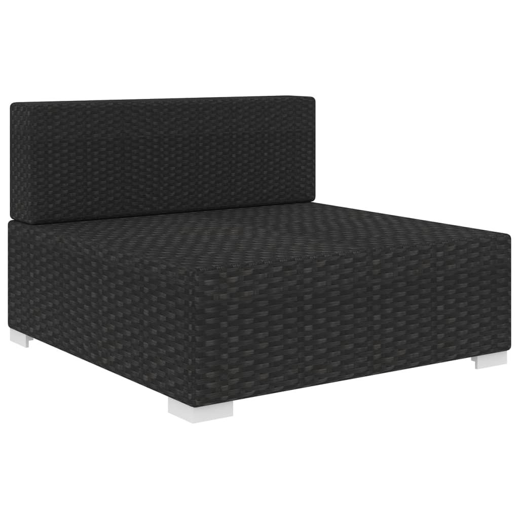 VidaXL Middenbank Poly Rattan Zwart met Kussens - 46% Korting