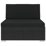 VidaXL Middenbank Poly Rattan Zwart met Kussens - 46% Korting