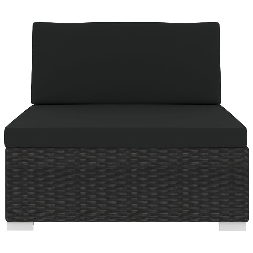 VidaXL Middenbank Poly Rattan Zwart met Kussens - 46% Korting