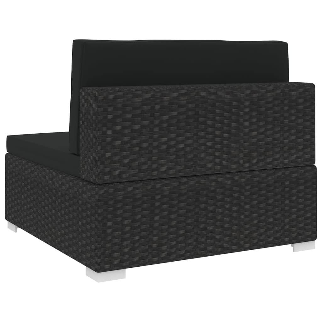 VidaXL Middenbank Poly Rattan Zwart met Kussens - 46% Korting
