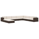 VidaXL Middenbank Poly Rattan Zwart met Kussens - 46% Korting