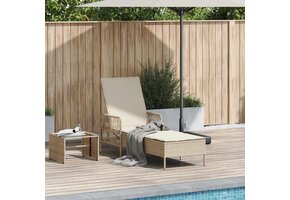 VidaXL Ligstoel Poly Rattan Beige/Crème Wit - 30% Korting