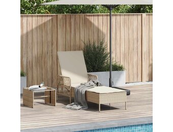 VidaXL Ligstoel Poly Rattan Beige/Crème Wit - 30% Korting