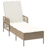 VidaXL Ligstoel Poly Rattan Beige/Crème Wit - 30% Korting