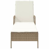 VidaXL Ligstoel Poly Rattan Beige/Crème Wit - 30% Korting