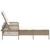 VidaXL Ligstoel Poly Rattan Beige/Crème Wit - 30% Korting