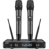 Draadloos Microfoonsysteem: Karaokemicrofoons met 2x5 UHF Frequenties & 60M Bereik