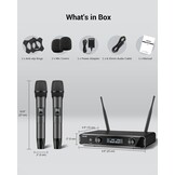 Draadloos Microfoonsysteem: Karaokemicrofoons met 2x5 UHF Frequenties & 60M Bereik