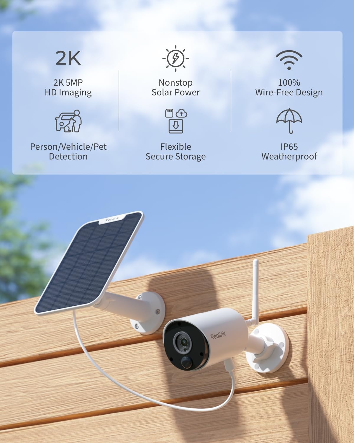 Reolink Argus Eco Camera met Zonnepaneel - 5MP, 54% Korting