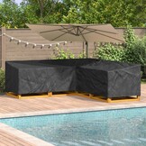 Hoes Tuinmeubilair L-vorm Zwart 255x255x80cm Oxford - 33% Korting
