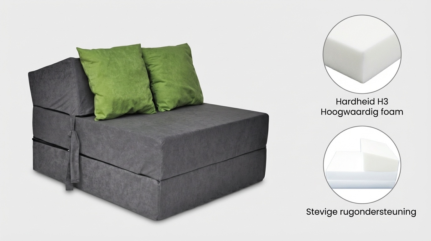 Opvouwbaar Logeermatras 200x70x15 cm met Kussens | Zitbank Functie | 38% Korting